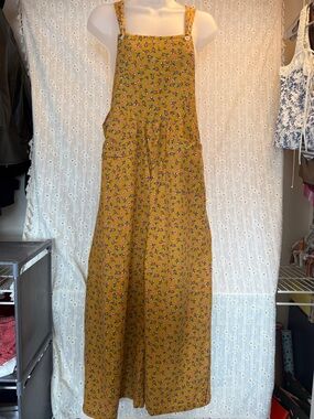 Mustard Floral Square-Neck Jumpsuit